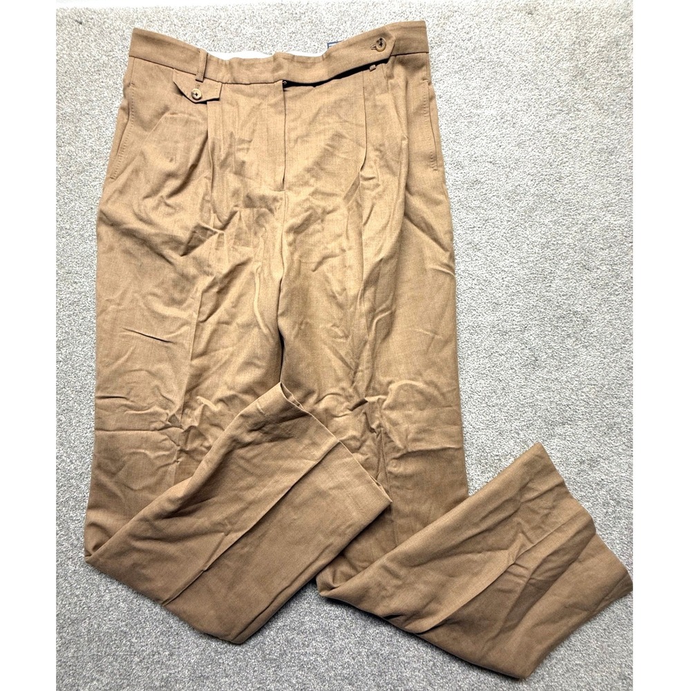 Lands End Mens‎ 18x36 NWT Camel Pleated Straight Leg Wool Blend Dress Pants